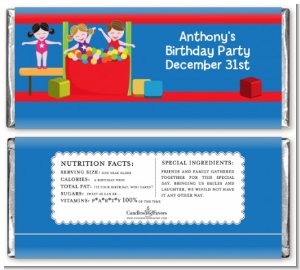 Tumble Gym - Personalized Birthday Party Candy Bar Wrappers