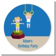 Tumble Gym - Round Personalized Birthday Party Sticker Labels thumbnail