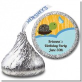 Turtle Blue - Hershey Kiss Birthday Party Sticker Labels
