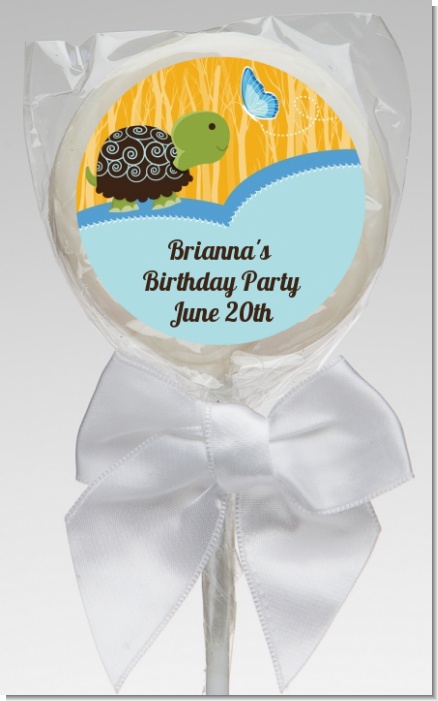 Turtle Blue - Personalized Birthday Party Lollipop Favors