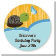 Turtle Blue - Round Personalized Birthday Party Sticker Labels thumbnail