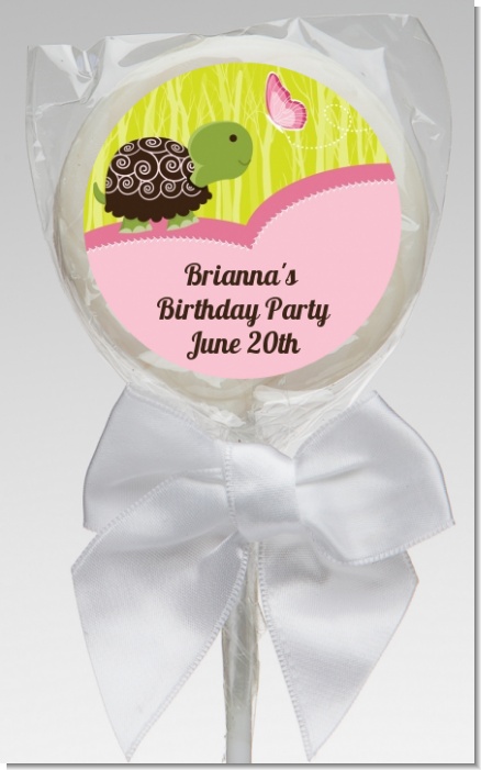 Turtle Girl - Personalized Birthday Party Lollipop Favors