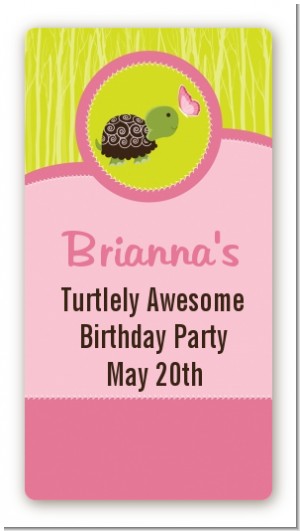 Turtle Girl - Custom Rectangle Birthday Party Sticker/Labels