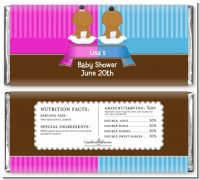 Twin Babies 1 Boy and 1 Girl African American - Personalized Baby Shower Candy Bar Wrappers