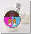 Twin Babies 1 Boy and 1 Girl African American - Personalized Baby Shower Candy Jar thumbnail
