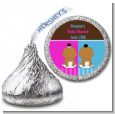 Twin Babies 1 Boy and 1 Girl African American - Hershey Kiss Baby Shower Sticker Labels thumbnail