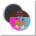Twin Babies 1 Boy and 1 Girl African American - Personalized Baby Shower Magnet Favors thumbnail