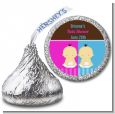 Twin Babies 1 Boy and 1 Girl Asian - Hershey Kiss Baby Shower Sticker Labels thumbnail