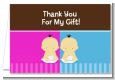 Twin Babies 1 Boy and 1 Girl Asian - Baby Shower Thank You Cards thumbnail
