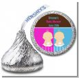 Twin Babies 1 Boy and 1 Girl Caucasian - Hershey Kiss Baby Shower Sticker Labels thumbnail