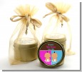 Twin Babies 1 Boy and 1 Girl Hispanic - Baby Shower Gold Tin Candle Favors thumbnail