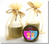 Twin Babies 1 Boy and 1 Girl Hispanic - Baby Shower Gold Tin Candle Favors