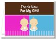 Twin Babies 1 Boy and 1 Girl Caucasian - Baby Shower Thank You Cards thumbnail