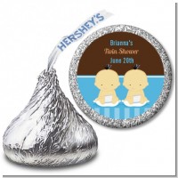 Twin Baby Boys Asian - Hershey Kiss Baby Shower Sticker Labels