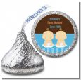 Twin Baby Boys Caucasian - Hershey Kiss Baby Shower Sticker Labels thumbnail