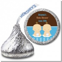 Twin Baby Boys Caucasian - Hershey Kiss Baby Shower Sticker Labels