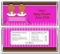 Twin Baby Girls African American - Personalized Baby Shower Candy Bar Wrappers