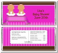 Twin Baby Girls Hispanic - Personalized Baby Shower Candy Bar Wrappers