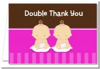 Twin Baby Girls Caucasian - Baby Shower Thank You Cards