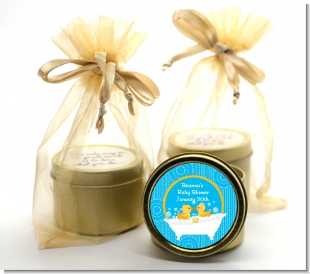 Twin Duck - Baby Shower Gold Tin Candle Favors