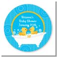 Twin Duck - Round Personalized Baby Shower Sticker Labels thumbnail