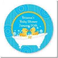 Twin Duck - Round Personalized Baby Shower Sticker Labels