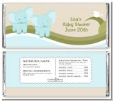 Twin Elephant Boys - Personalized Baby Shower Candy Bar Wrappers