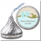 Twin Elephant Boys - Hershey Kiss Baby Shower Sticker Labels