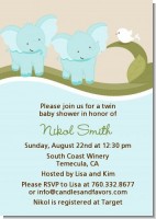 Twin Elephant Boys - Baby Shower Invitations