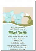 Twin Elephant Boys - Baby Shower Petite Invitations