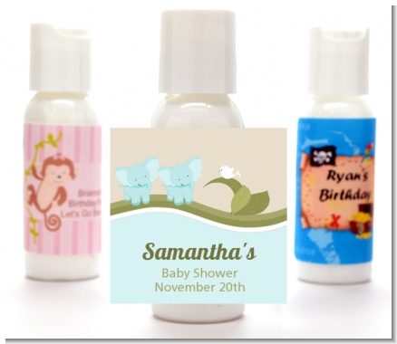 Twin Elephant Boys - Personalized Baby Shower Lotion Favors