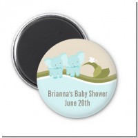 Twin Elephant Boys - Personalized Baby Shower Magnet Favors