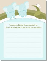 Twin Elephant Boys - Baby Shower Notes of Advice