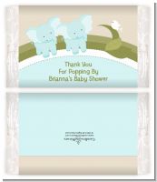 Twin Elephant Boys - Personalized Popcorn Wrapper Baby Shower Favors