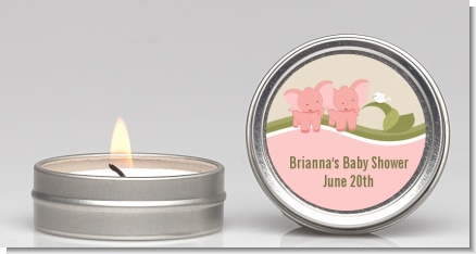 Twin Elephant Girls - Baby Shower Candle Favors