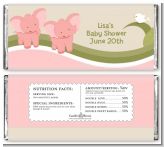 Twin Elephant Girls - Personalized Baby Shower Candy Bar Wrappers