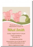 Twin Elephant Girls - Baby Shower Petite Invitations