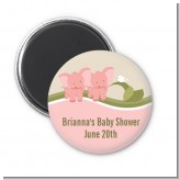 Twin Elephant Girls - Personalized Baby Shower Magnet Favors