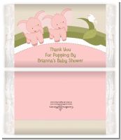 Twin Elephant Girls - Personalized Popcorn Wrapper Baby Shower Favors