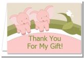 Twin Elephant Girls - Baby Shower Thank You Cards