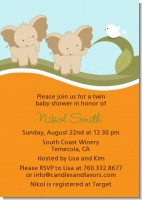 Twin Elephants - Baby Shower Invitations