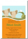 Twin Elephants - Baby Shower Petite Invitations