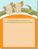 Twin Elephants - Baby Shower Notes of Advice