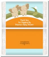 Twin Elephants - Personalized Popcorn Wrapper Baby Shower Favors