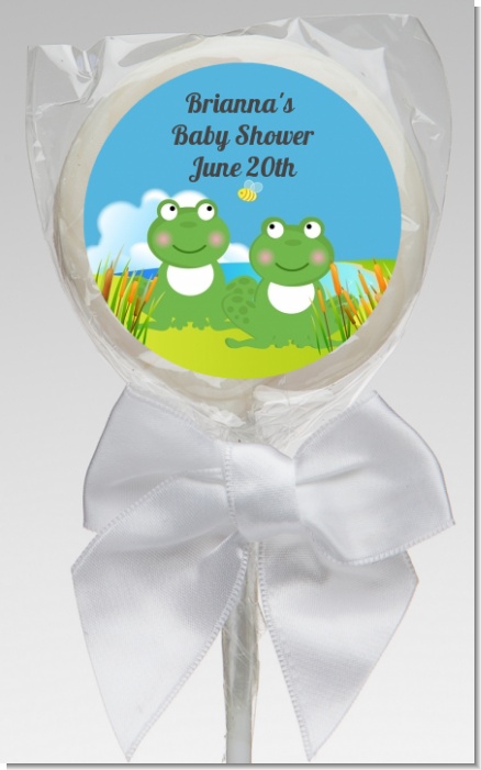 Twin Frogs - Personalized Baby Shower Lollipop Favors