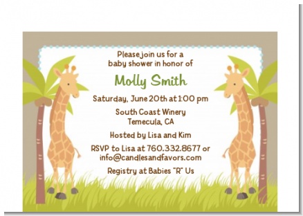 Twin Giraffes - Baby Shower Petite Invitations