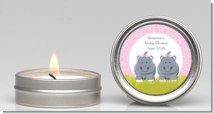 Twin Hippo Girls - Baby Shower Candle Favors