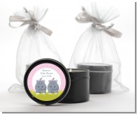 Twin Hippo Girls - Baby Shower Black Candle Tin Favors