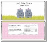 Twin Hippo Girls - Personalized Baby Shower Candy Bar Wrappers