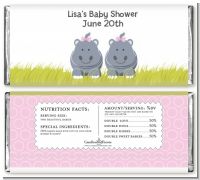 Twin Hippo Girls - Personalized Baby Shower Candy Bar Wrappers